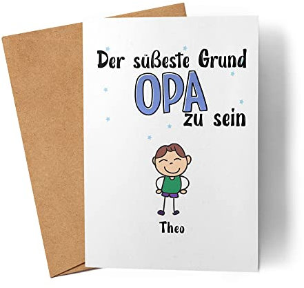 Kiddle-Design Opa Karte Geburtstag Personalisiert für Opa Enkel Enkelin Baby Geschenk Kinder Opa Geschenk Vatertag Geburtstagskarte 1 Kind