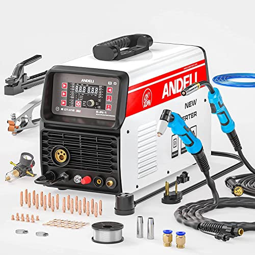 ANDELI 220V Multiprocess MIG Welder - MIG TIG CUT & MMA Soldadura y soldadura por flujo sin pantalla LED de gas 5 en 1 inversor MIG Welding Machine (MCT-416 LED)