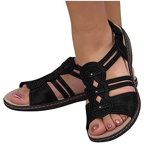 Allence 2023 Mode Sandales éLéGantes Pour Femme - Chaussures Pieds Sensibles Chaussures Pieds Larges Chaussure Femme Confortable Sandales à Bout Ouvert Sandale Randonnee Chaussures De Loisirs EU35-43