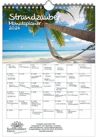 Strandzauber Planer DIN A4 Kalender für 2024 Urlaub Strand und Strände - Seelenzauber