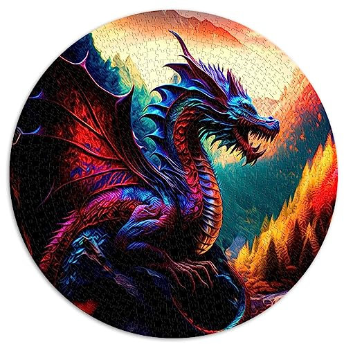 Puzzles für Erwachsene und Kinder, Fantasy-Drache, 1000 Teile, Puzzles für Erwachsene, runde Puzzles, bunt (67,5 x 67,5), 1000 Teile