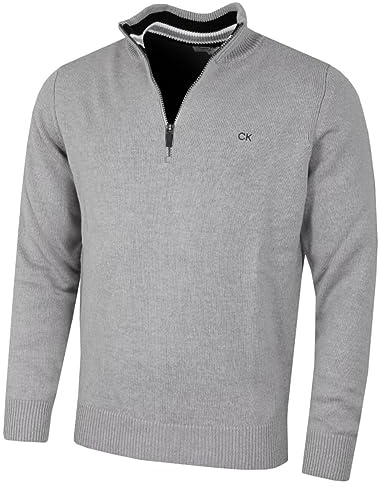 Calvin Klein Mens 1/2 Zip CK Golf Sweater - Silver Sport - S