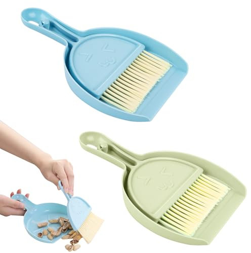 2PCS Ensemble Mini Pelle et Balayette Petit Balai et Pelle à Poussière Pelle Balayette Ensemble de Brosse Portable pour Dessus de Table Outil de Nettoyage Avec Poils Doux Pelle à Poussière pour Bureau