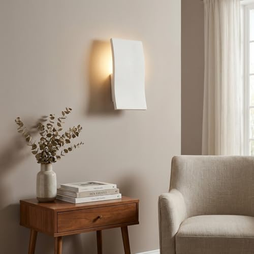 BARCELONA LED Wandleuchte aus Gips E14 170x300mm Weiß – Indirekte Wandlampe aus Gips, Modernes, Klassisches und Elegantes Design, Überstreichbar, Innen IP20