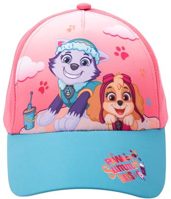 United Labels Paw Patrol Cap für Kinder, Pawfect Summer Days Skye und Everest, Rosa Blau, Basecap verstellbar, Kappe für Mädchen