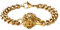 Flongo Herren Löwe Armband Edelstahl: gold Wikinger Schmuck Charms Cuban Kette mit Löwenkopf Lion Head Löwen Armkette retro biker Geschenk für Männer Damen breit Weihnachten Geburtstag Jahrestag