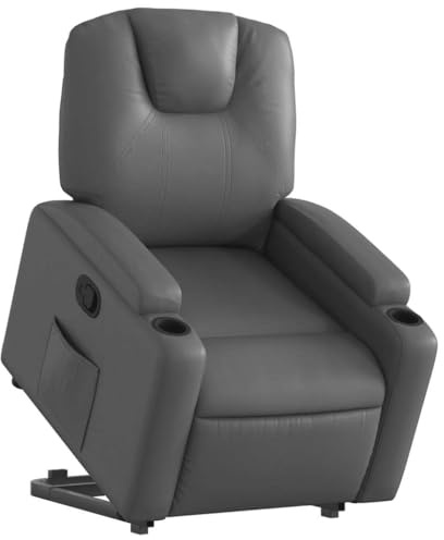 vidaXL Relaxsessel, Sessel mit Aufstehhilfe, Fernsehsessel mit Liegefunktion, Liegesessel Aufstehsessel für Wohnzimmer, Grau Kunstleder