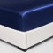 Wotcsil Satin Spannbettlaken 140x200cm Blau für Matratze Boxspringbett Topper bis 30 cm Satin Seide Spannbetttuch Bettlaken Elastisch Deluxe Unifarben Spannbetttuch Polyester-Satin