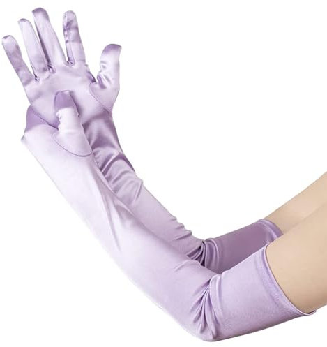APRRMLIZW Lange Ellbogen Satin Handschuhe 1 Stück 53cm Dehnbar Lange Handschuhe Lange Satin Stretch Handschuhe Braut Ellenbogenlange Handschuhe Satin Damen Lange Opernhandschuhe für Frauen Mädchen