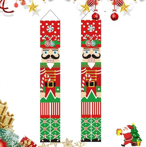 Christmas Decor Nutcracker Banner, 4Pcs Nutcracker Christmas Decorations, Christmas Porch Banner Sign Decorations Soldier Model Nutcracker Banners, Door Banner for Wall Outdoor Indoor
