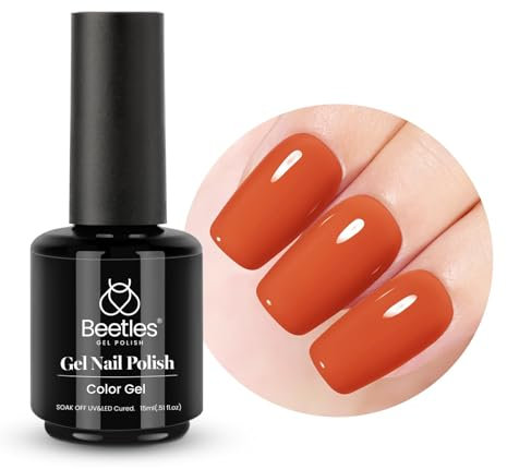 Beetles 15 ml UV Gel Nagellack Orange, Nagellack Tangelo Orange UV LED Maniküre Nagelstudio DIY Gel Nagelkunst Design für Anfänger