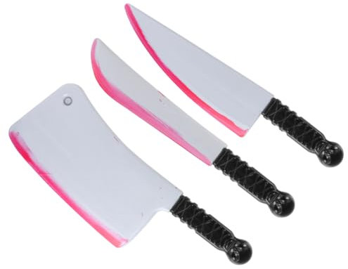HAWILLOSCH 3 Pz finto coltello halloween portalibri whareaouse toy el party knife giocattolo dall'aspetto realistico costume da horror insanguinati falsi pvc