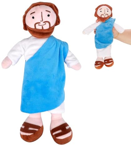 LILELIG Jesus Kuscheltier,Jesus Plush,My Friend Jesus Plush,Jesus Plüschfigur,Christus Religiöser Retter Jesus Plüsch Puppe,Geeignet für Partyzubehör,Ostern,Kann Stehen Oder Sitzen (Blau)
