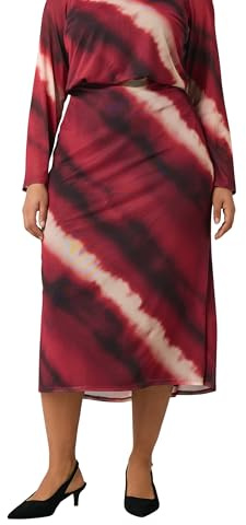 EVANS Curve Burgundy Abstract Print Mesh Midi Skirt - Women's - Plus Size Curve