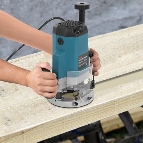 WindWilder Kit de routeur électrique avec 15 embouts, coupe-bordure, routeur de 2200 W, 6 vitesses, défonceuse à bois, défonceuse 23000 tr/min, profondeur de coupe maximale 5,8 cm, 27 x 13 x 27 cm