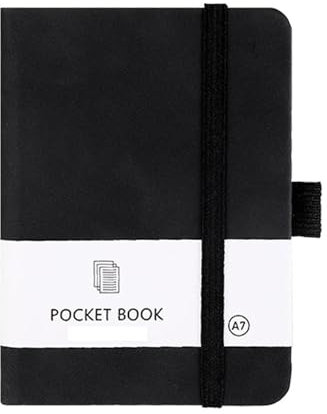 Kisstta Notizbuch A7, 200 Seiten Leder Notizblock, A7 Notizbuch Liniert Klein, 80×112mm Journal Buch, Reisetagebuch, Für Büro Und Schule (1 Stück Schwarz)