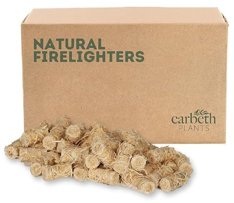 Carbeth Plants - 400 x Natural Firelighters - Eco Friendly Wood Wool Fire Starters - Easy to Light Odourless Clean Burning For Wood Burners, Fire Pits, Fireplaces, Chimineas & BBQ's