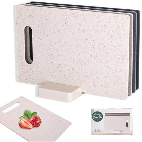 Schneidebrett Kunststoff, Frühstücksbrettchen Kunststoff, Mehrfarbiges Küchenschneidebrett, 4 Stück Rock Appearance Schneidebrett, 28 x 18cm Geeignet für Brot Gemüse und Fleisch, Schneidebrett Set mit