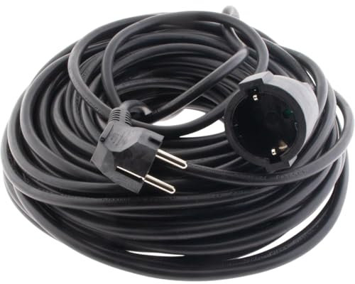 Zenitech, cable alargador Schuko HO5VV-F 3G1,5mm² 25m Negro, cable de alimentación para uso interior, aislamiento reforzado, máx. Potencia 3680W, compatible con electrodomésticos.