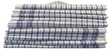 Alpes Blanc - Lot de 10 Mouchoirs Romain à Carreaux Bleu et Blanc - 100% Coton - Doux et écologique - 50x50