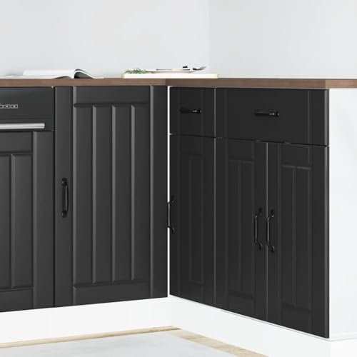 HOMTAKIE Meuble de Base de lavabo Lucca Noir Bois d'ingénierie