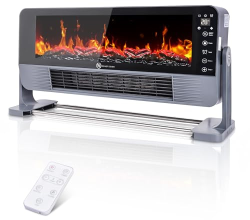 Elektrokamin, 22inch Realistischer 3D Flammeneffekt Electric Fireplace,Tisch und Wandmontage, mit Fernbedienung und Touchscreen, 1-12 Stunden-Timer, Überhitzungsschutz, für Büros und Wohnzimmer