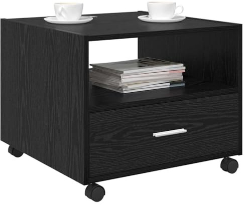 vidaXL Coffee Table Black Oak 55 x 55 x 45cm Engineered Wood, Stylish Surface, Modern Coffee Table, Elegant Home, Contemporary, Durable Living Room Furniture, Compact
