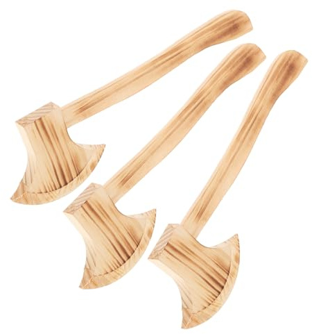 ROMISBABA 3 Pezzi Asce in Legno per Halloween Giocattoli Scenici Simulati per Costumi e Decorazioni Accessori Resistenti e Realistici per Scherzi