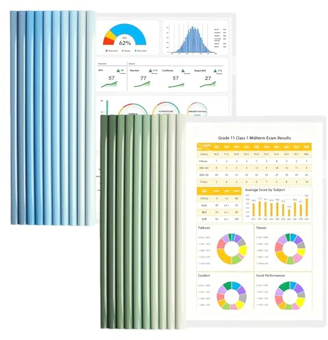 XSHAO® 20 Stück Klemmschienen A4, Sliding Bar Binder Kunststoff A4 Sliding für Büro, Schule, Haus, Dokumente (Grün/Blau)