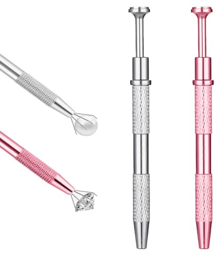 2 Pcs Piercing Ball Grabber,Mini Grabber Pen Stainless Steel 4 Prongs Tool,Multifunctional Claw Tweezers Piercing Ball Holder for Jewelry Craft, Piercing BallHolder, (Pink, Silver)