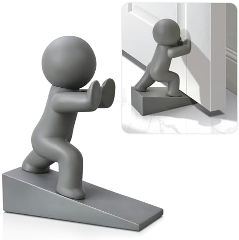 Door Stop, Cute Door Stopper for Floor, Novelty Decorative Door Wedge Indoors, Anti Slip Funny Floor Doorstop, Door Holder to Keep Door Open, Grey