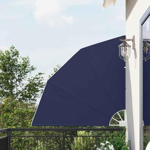 Balkon Sichtschutz Marineblau 140x140 cm, Polyester & Stahl, Fächer, UV-beständig, faltbar, Sonnenschutz für Balkon Garten Terrasse, manuell verstellbar, wetterfest für Privatsphäre außen