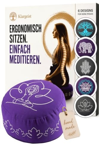 Meditationskissen | Yoga Kissen | Yogakissen | Lotusmed. Lila 17,5cm hoch | Zafu | Zafu Sitzkissen | Zafu Kissen Zen | Lotusmeditation Lila