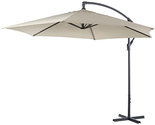 Lifetime Garden Sonnenschirm mit Ständer - Reckteckig Sonnenschutz für Balkon und Terrasse - Neigbarer Strandschirm Groß - Parasol ⌀300 x 300 cm - Beige