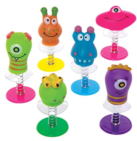 Baker Ross Springende Monster-Wackelköpfe - Spielzeug für Kinder als Mitgebsel und Preis beim Kindergeburtstag - 6 Stück