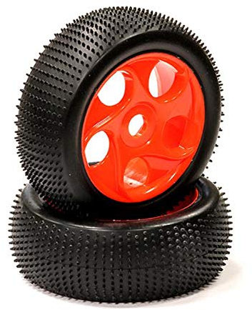 Integy RC Model Mounted 1/8 Buggy Aero-5 Spoke-S 17mm Wheel+Pattern Micro-Spike Tire Set (2)