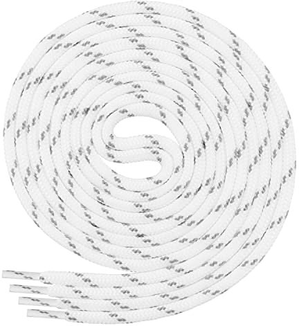 Di Ficchiano Cordones para zapatillas de trabajo y de trekking, redondos, muy resistentes a la rotura, aprox. 4,5 mm de diámetro, 70 cm - 220 cm de longitud, poliéster, fabricado en Europa, Unisex, blanco/gris, 90 cm / ø 4,5mm