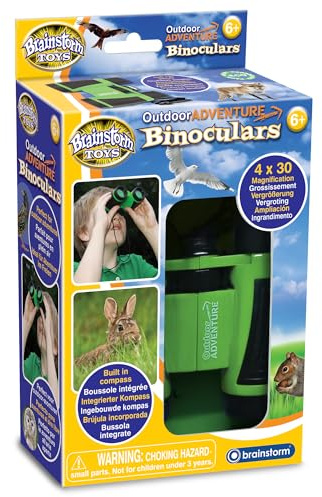 Brainstorm Toys Kids Outdoor Adventure Binoculars – 4x Magnification, Pocket-Size with Built-In Compass, Perfect for Nature Exploration and Outdoor Fun