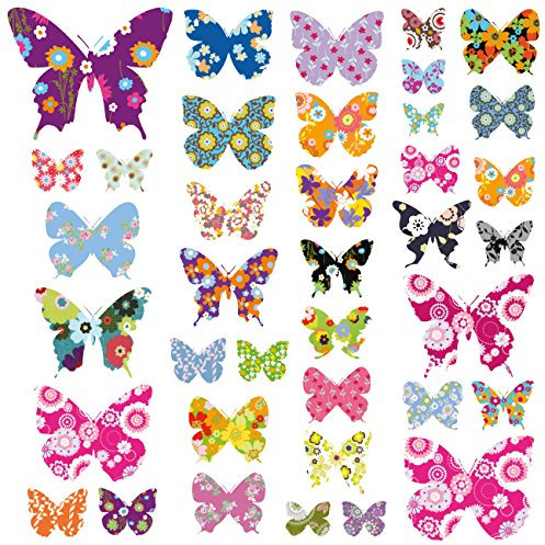 DECOWALL DW-1201 38 Farfalle Colorate Adesivi da Parete Decorazioni Parete Stickers Murali Soggiorno Asilo Nido Camera da Letto per Bambini