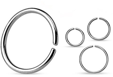 Autiga Continuous Ring Seamless Ring O-Ring Piercing Ring Chirurgenstahl Silber Ø 1 mm 10 mm