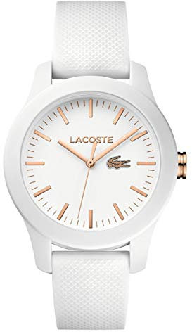 Lacoste Analog Quarzuhr für Damen Kollektion LACOSTE.12.12 mit Weisses Silikonarmband - 2000960