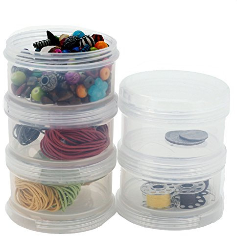 Paylak Containers Storage Small Impact Resistant Stackable Clear 5 For Beads Crafts Findings Small Items 2.50 Round
