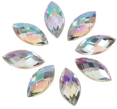 500pcs Crystal Rhinestone Horse Eye Shape AB Gems Acrylic Rhinestone 7 * 15mm for Wedding DIY Party Decor (01white)
