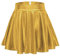 Odosalii Damen Stretch Skater Röcke Informell Mini Glocken Rock Hohe Taille Metallischer Faltenrock, S, Golden