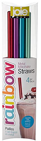 Joie Rainbow Straws Set of 4 with Cleaning Brush