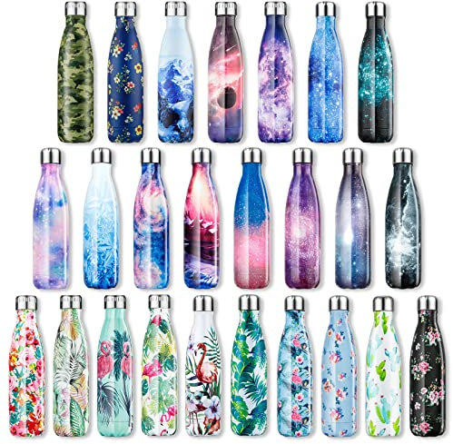 Lalafancy Bouteille d'eau en Acier Inoxydable sans BPA Réutilisable Thermos Double Paroi Isolée Sous Vide Gourde Isothermes - Froid 24h ou Chaud 12h - 350ml / 500ml /750ml