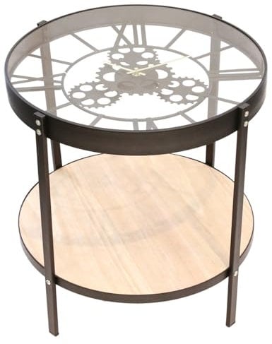 Home Deco Factory Tavolino, Ferro, Nero/Trasparente, 50 x 50.5 x 51 cm