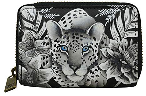 Anuschka - Porte-Cartes de crédit et Cartes de Visite en accordéon en Cuir véritable Peint à la Main pour Femmes - Cleopatra's Leopard
