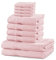 DecoKing 10er Set Baumwolle Qualität 525g/m² 4 Gästehandtücher 30x50 cm 4 Handtücher 50x100 cm und 2 Badetücher 70x140 cm Hellrosa rosa saugfähig Marina