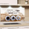 Spritzschutz Küche Herd, Kaffee Motiv in braun - beige mit Tassen, Küchenrückwand aus Echtglas, Wandschutz Glasbild 4mm ESG Glas / 100x50cm